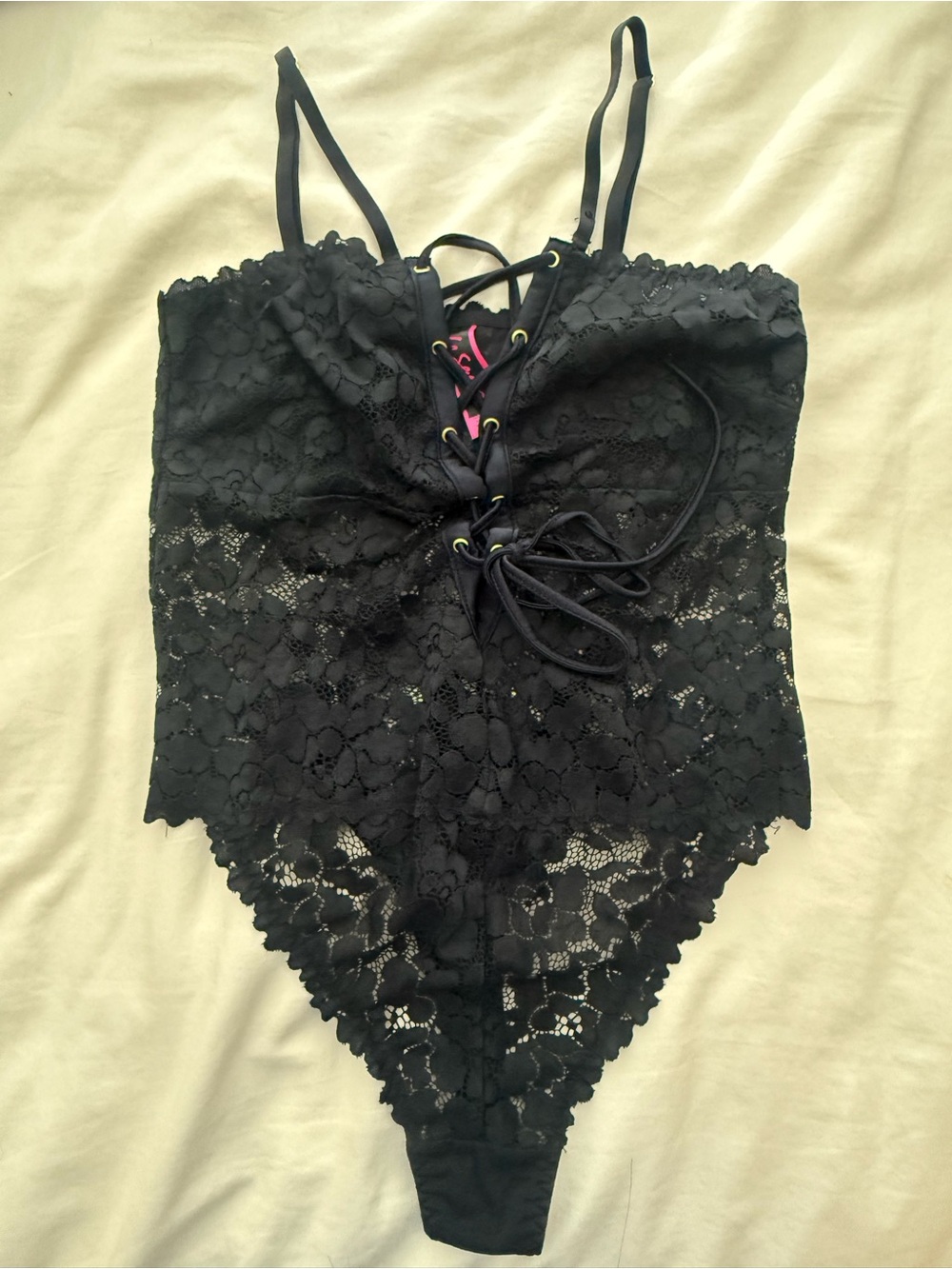Lasenza Black Lace Lace-Up Bodysuit